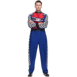 EraSpooky Men's Race Car Driver Costume Halloween Racer Outfit Jumpsuit MEDIUM